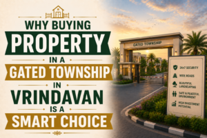 modern gated township in Vrindavan with residential plots and green parks