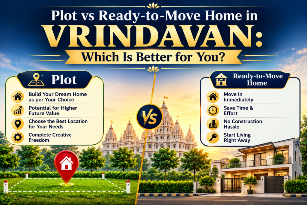 comparison between residential plot and ready-to-move home in Vrindavan