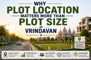 residential plot location in Vrindavan with road connectivity and nearby amenities