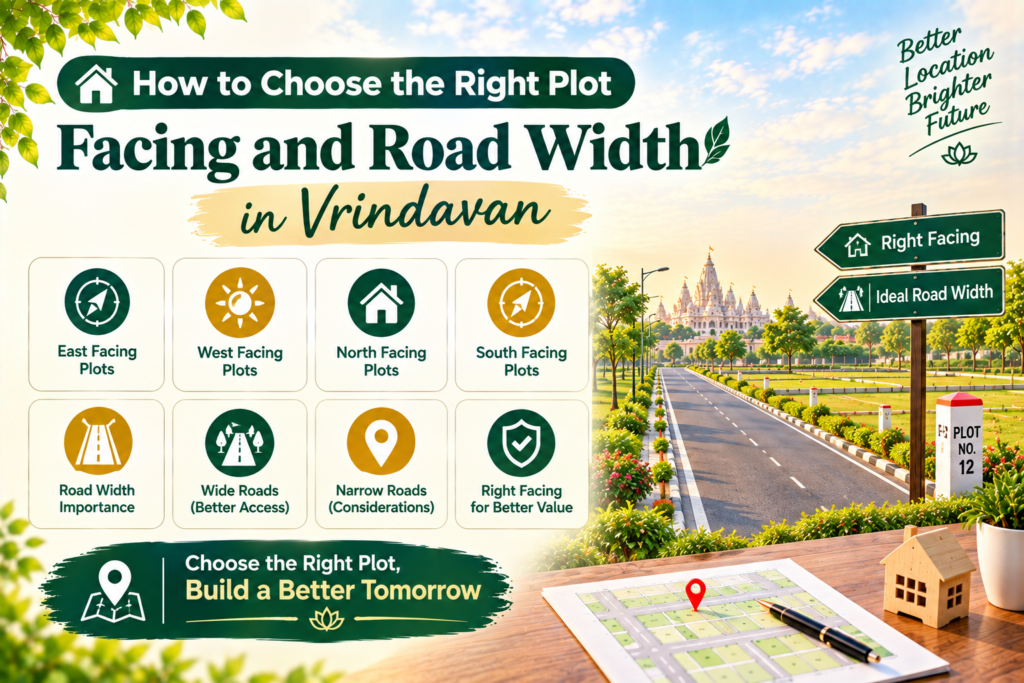 Plot facing and road width for residential plots in Vrindavan