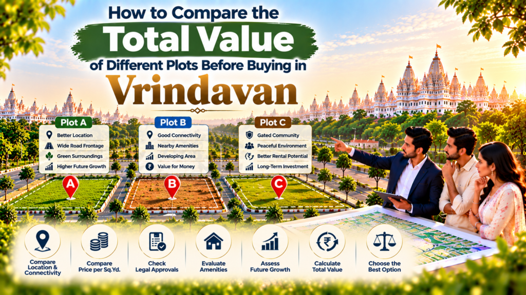 Buyer comparing the value of residential plots in Vrindavan